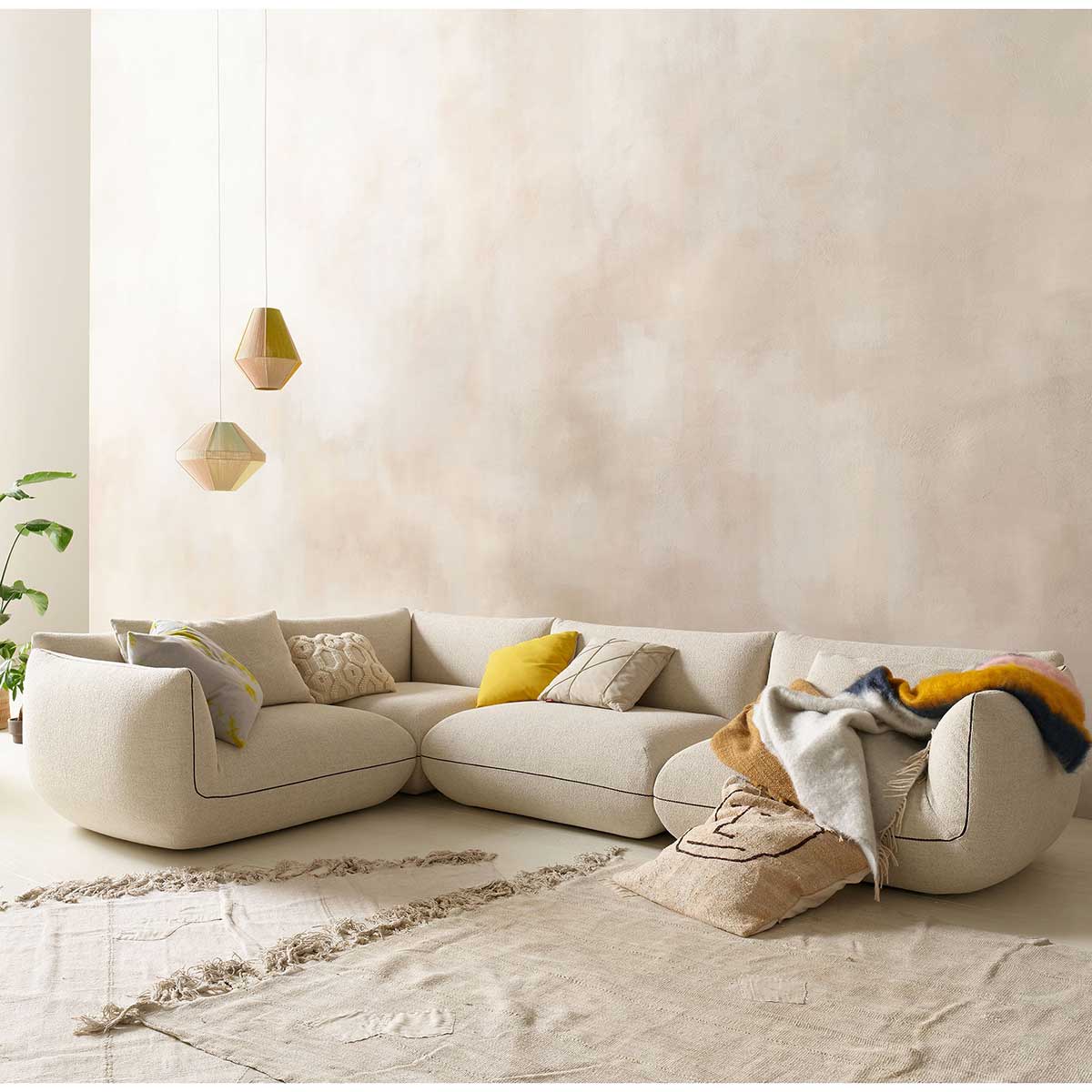 Jalis 21 Large Corner Sofa | Beige 9128 Fabric Upholstery