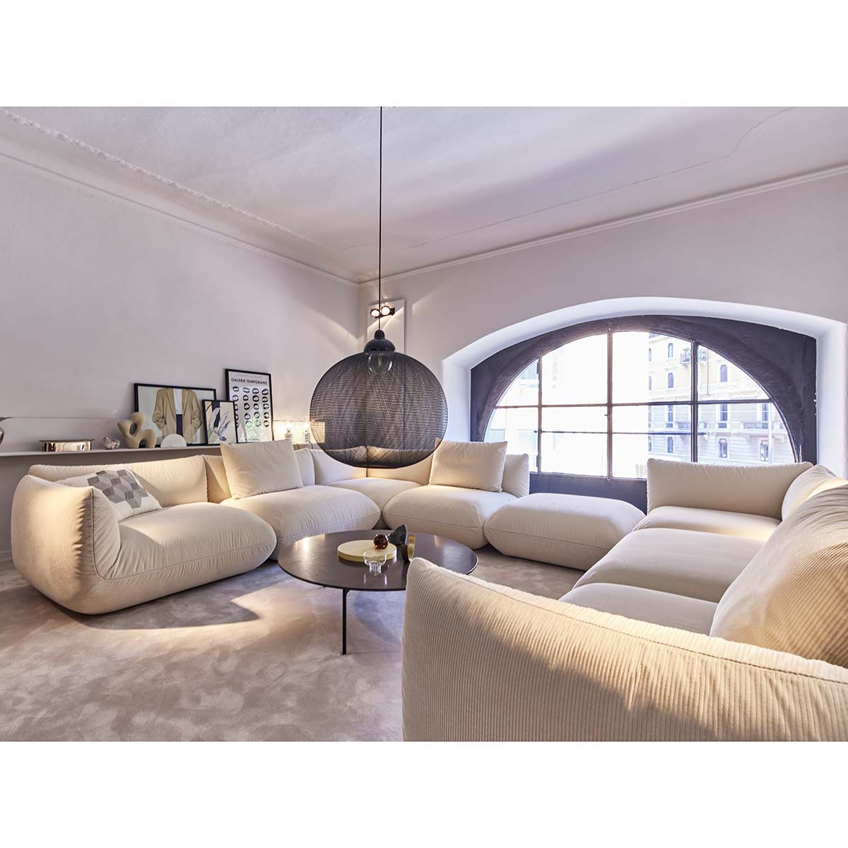 Jalis 21 Large Corner Sofa | Beige 9128 Fabric Upholstery