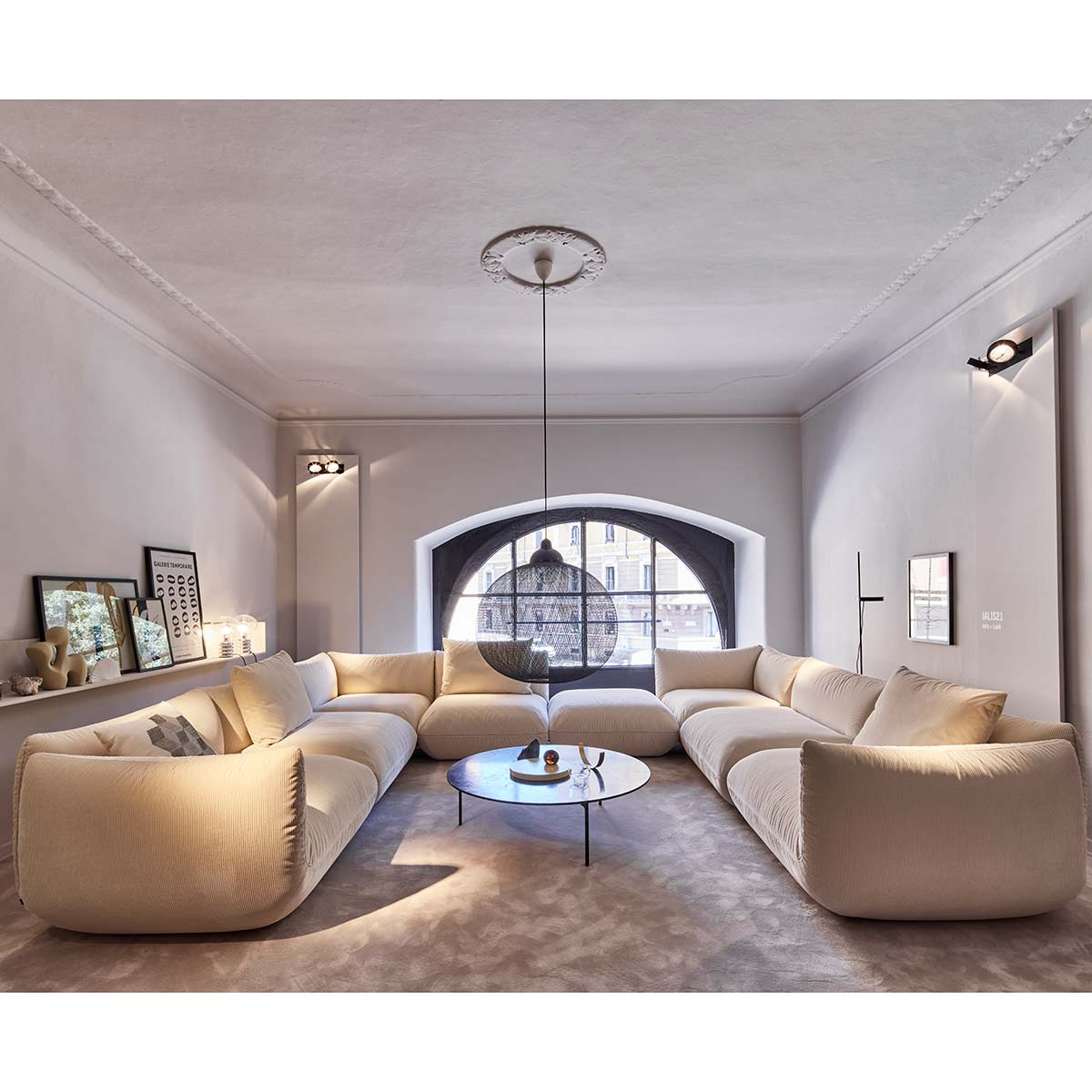 Jalis 21 Large Corner Sofa | Beige 9128 Fabric Upholstery