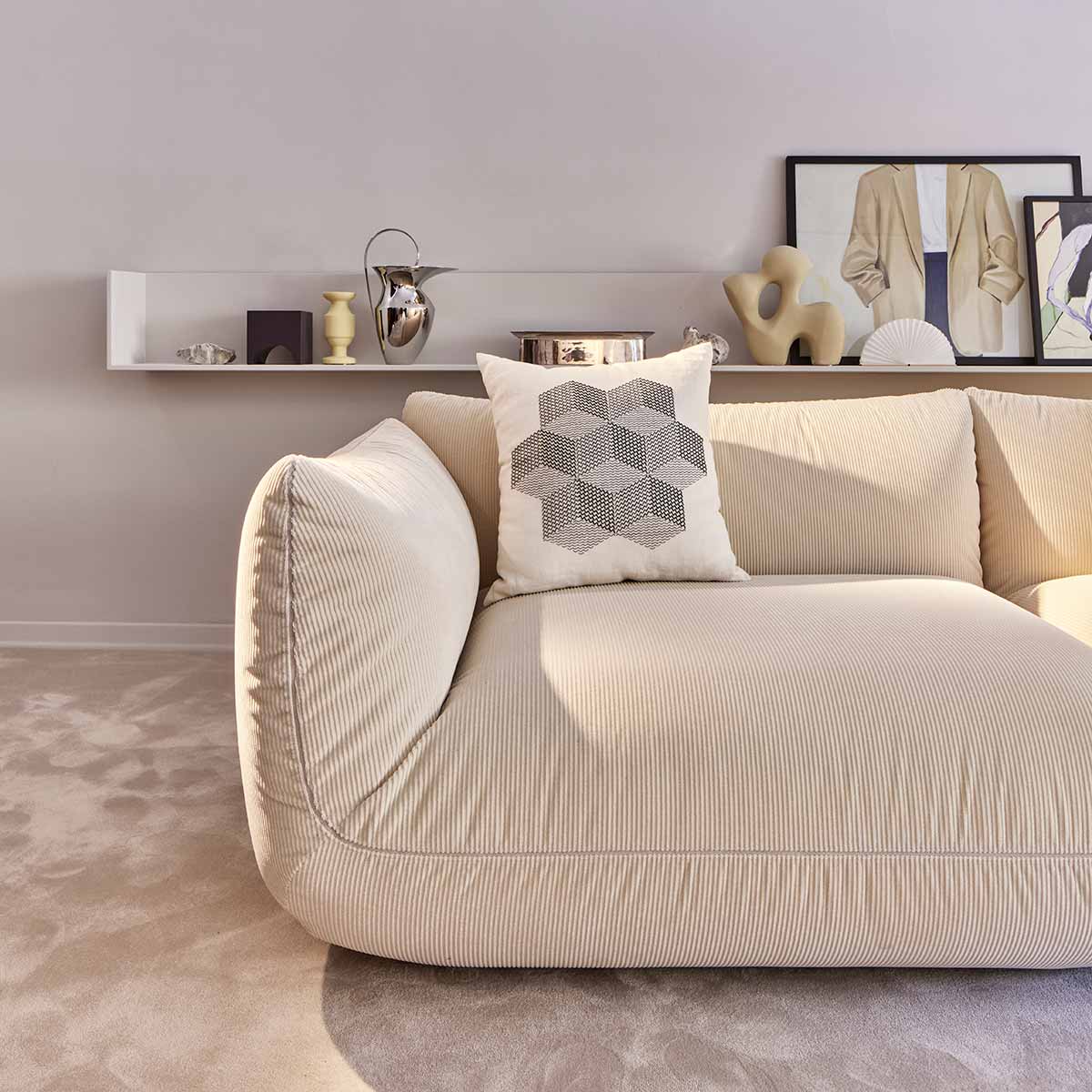 Jalis 21 Large Corner Sofa | Beige 9128 Fabric Upholstery