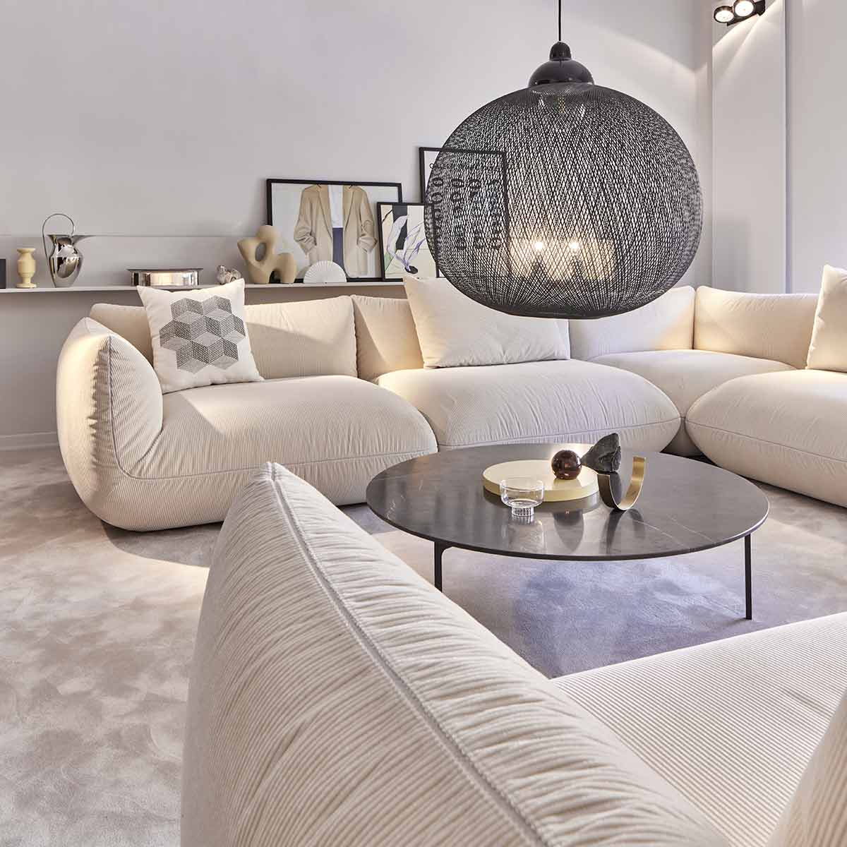 Jalis 21 Large Corner Sofa | Beige 9128 Fabric Upholstery