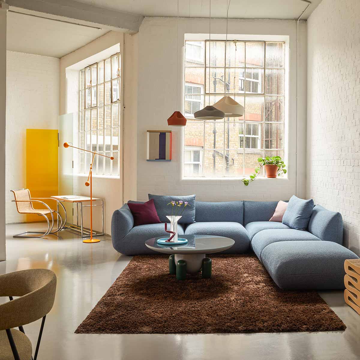 ExDis Jalis 21 Large Corner Sofa | Light Blue 8206 Fabric Upholstery
