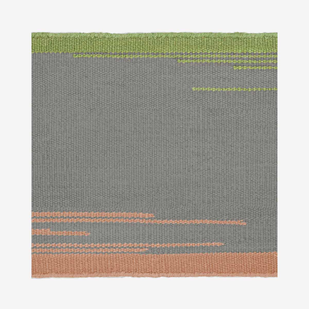 Kelim Pattern Twin Rug 400cm | Grey Green Orange 100% Pure New Zealand Wool 0073