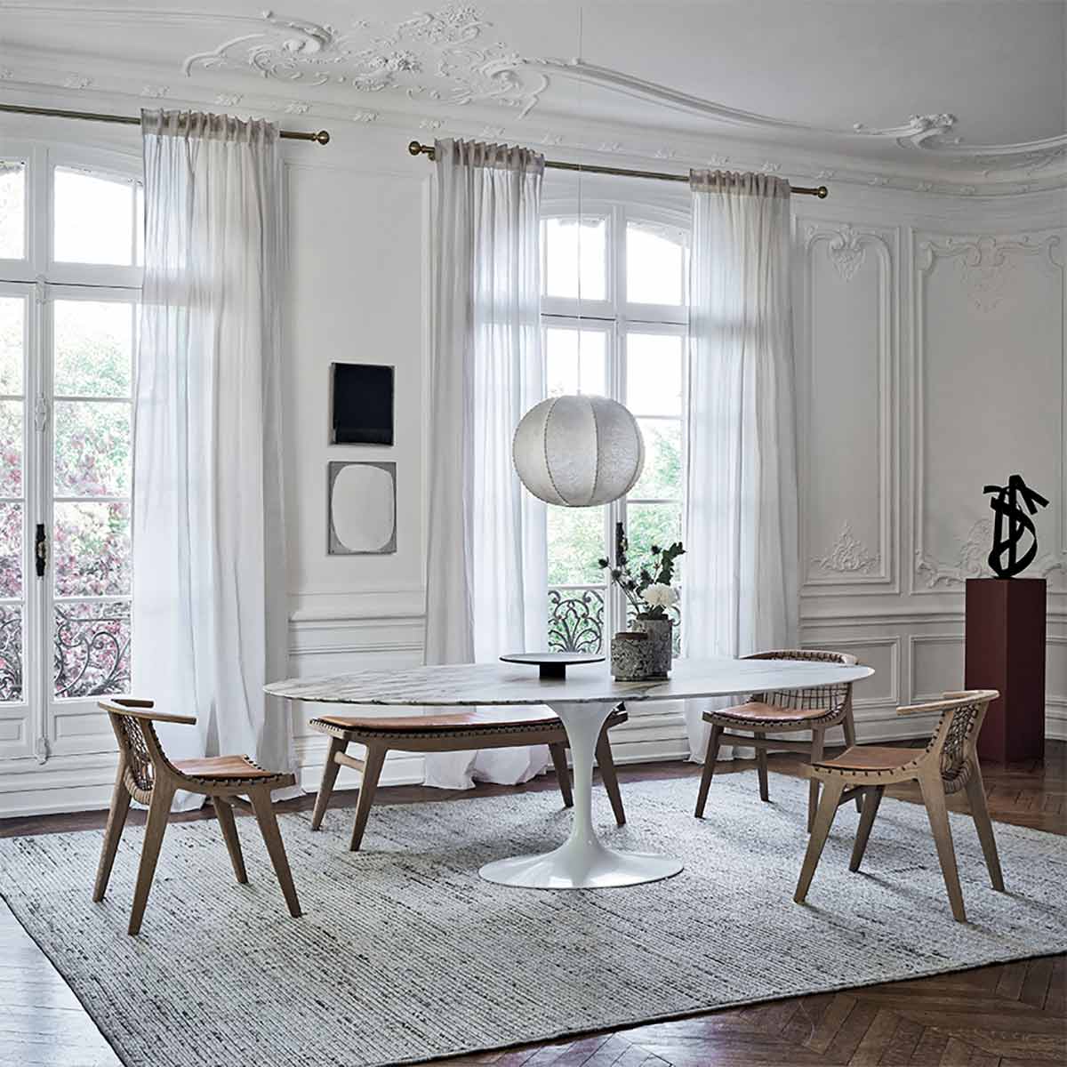 Klismos Dining Chair | Woven Natural Cotton Cord Seat and Back