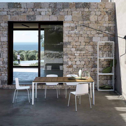 Maki Slatted Outdoor Table 219cm | Natural Teak Top