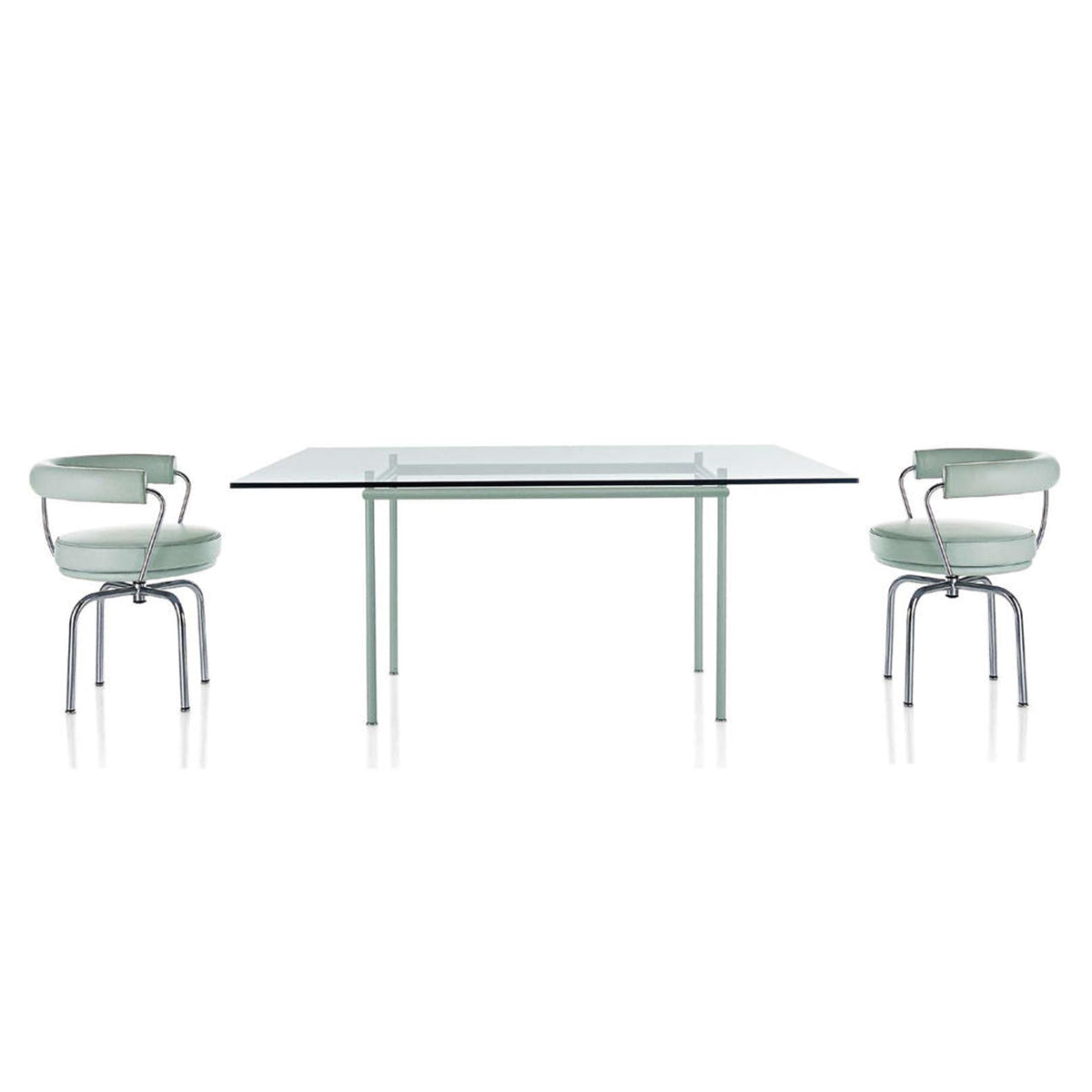 LC12 La Roche Dining Table 160cm | Clear Glass Top