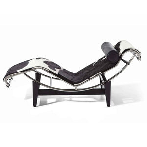 4 Chaise Longue | Black White Hairyskin and Black Headroll