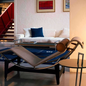 4 Chaise Longue | Ecru Canvas with Tobacco Leather Head and Foot