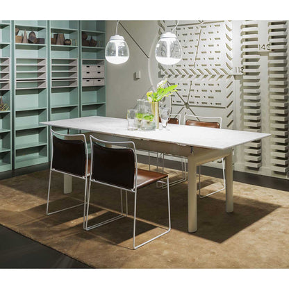 6 Table Tube d'Avion | Aquamarine Fluted Glass Top