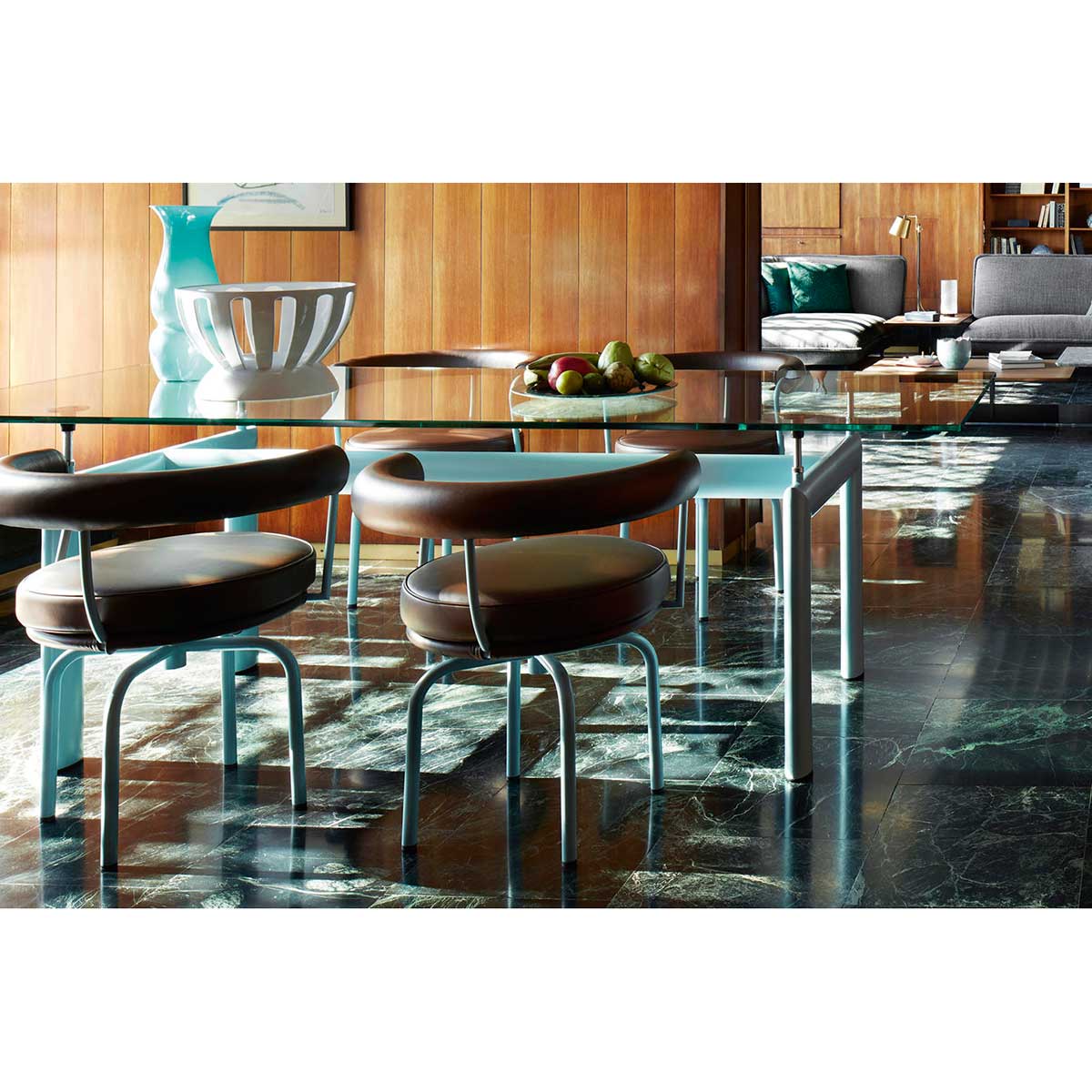 6 Table Tube d'Avion | Clear Glass Top