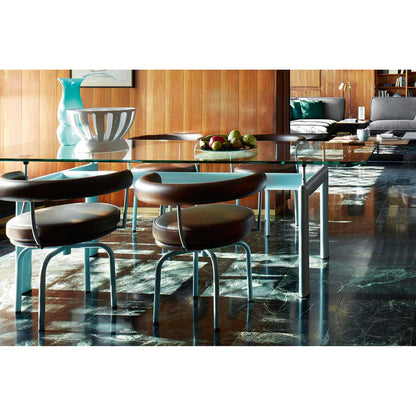 6 Table Tube d'Avion | Aquamarine Fluted Glass Top