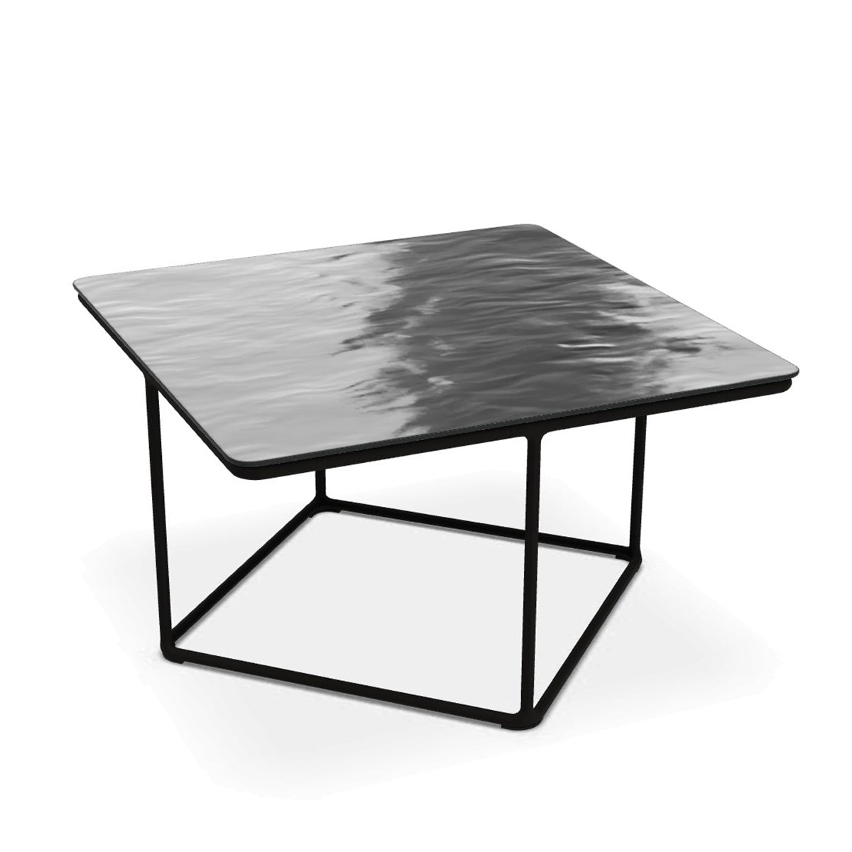 Lemante Side Table 65cm | Quartz Grey Molten Glass Top