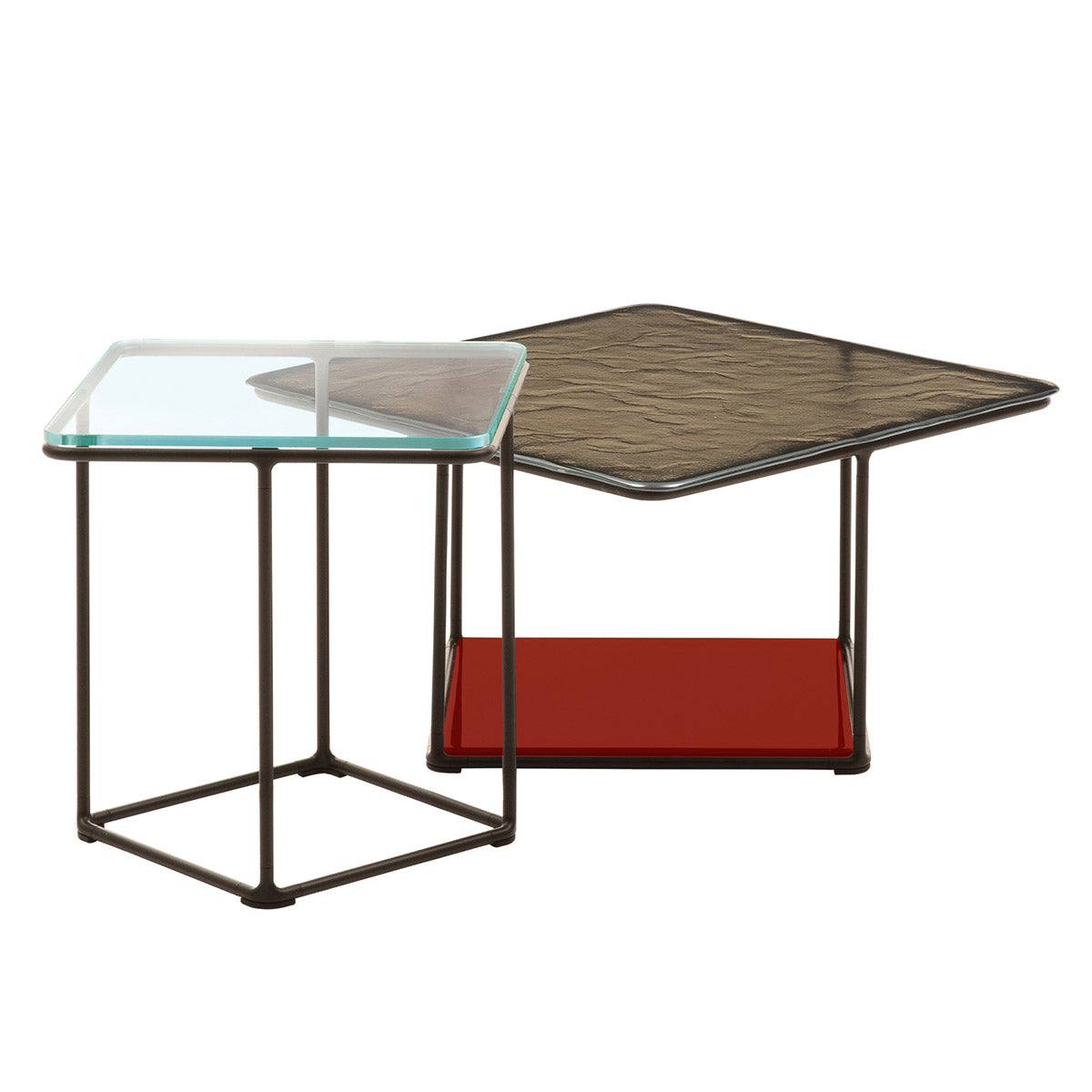 Lemante Side Table 65cm | Quartz Grey Molten Glass Top