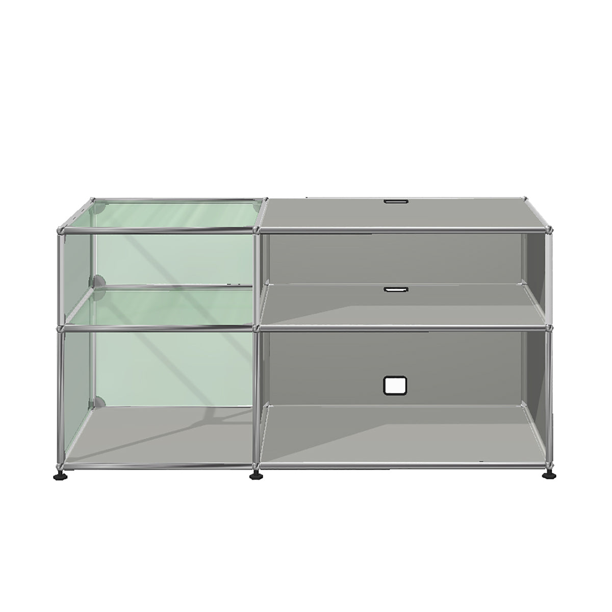 USM Glass Media Unit | Light Grey Lacquer Panels