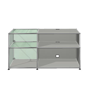 USM Glass Media Unit | Light Grey Lacquer Panels