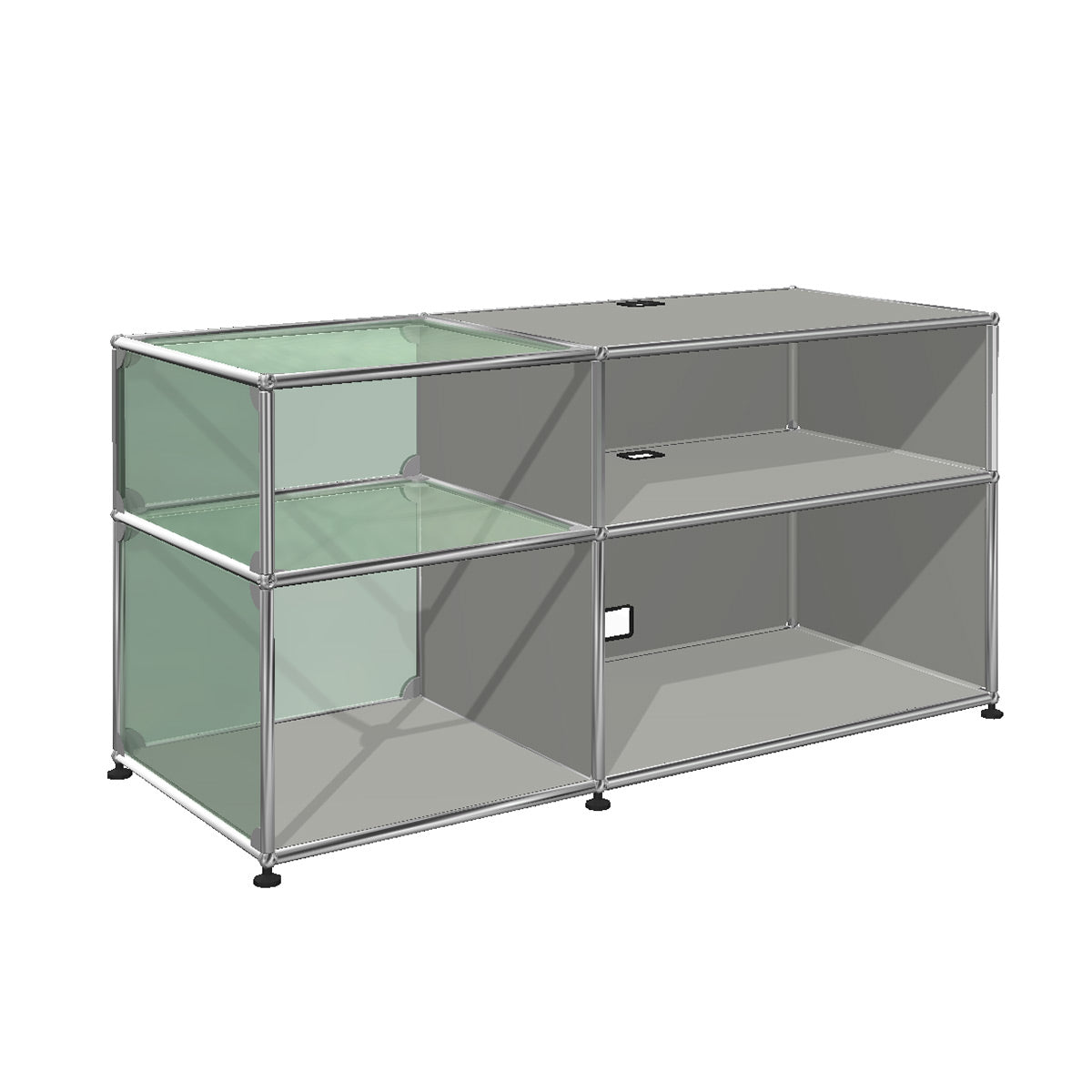 USM Glass Media Unit | Light Grey Lacquer Panels