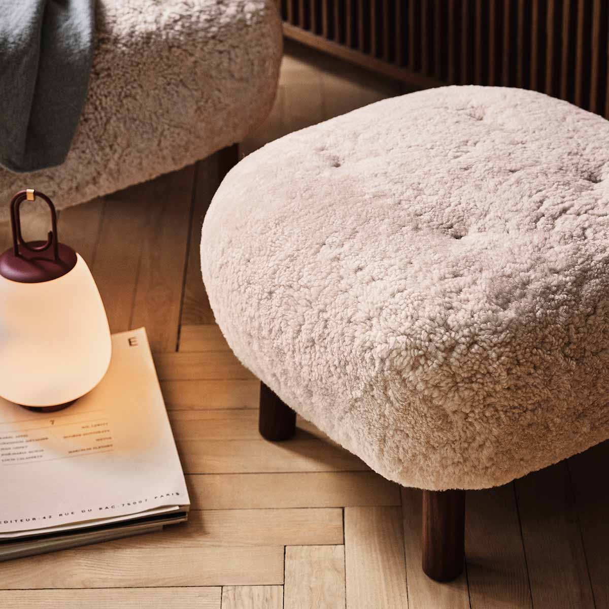 Little Petra Pouf ATD1 | Sheepskin Moonlight