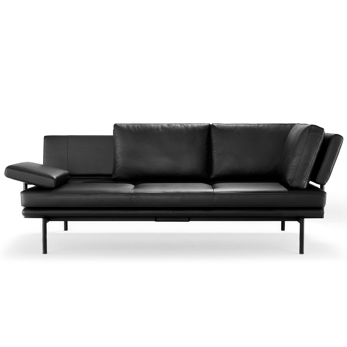 Living Platform 3 Seat Sofa | Black Rodeo Soft Leather