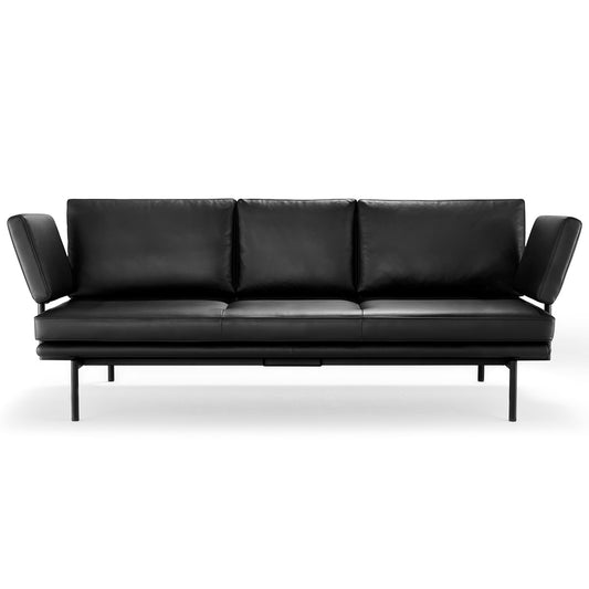 Living Platform 3 Seat Sofa | Black Rodeo Soft Leather