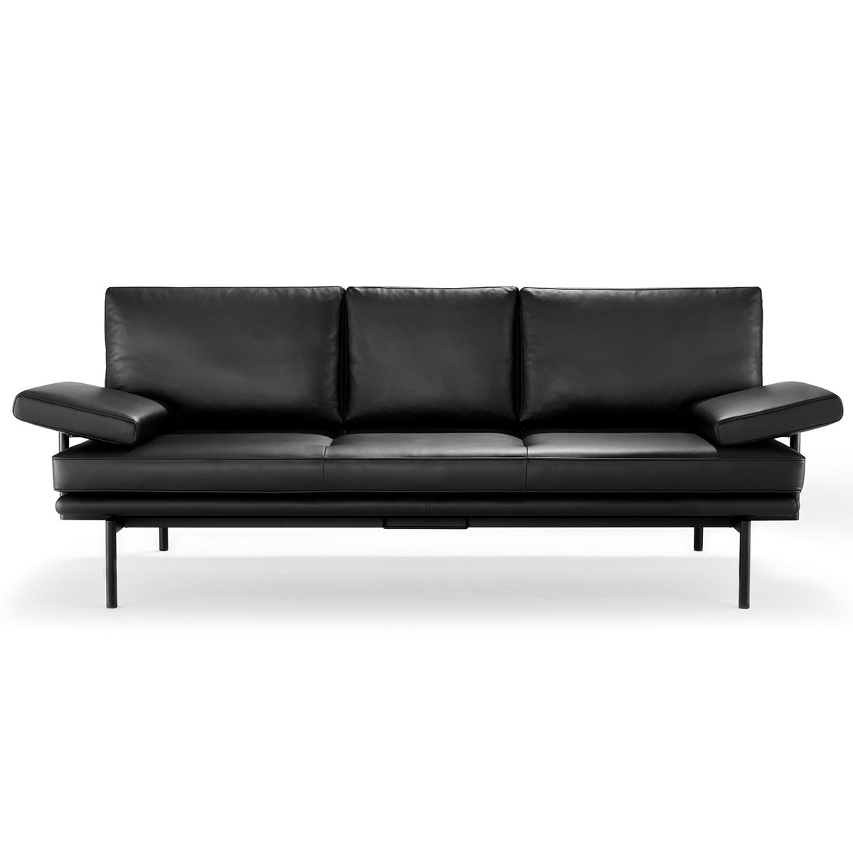 Living Platform 3 Seat Sofa | Black Rodeo Soft Leather