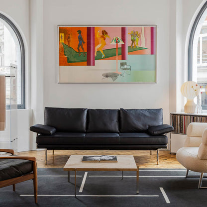 Living Platform 3 Seat Sofa | Black Rodeo Soft Leather