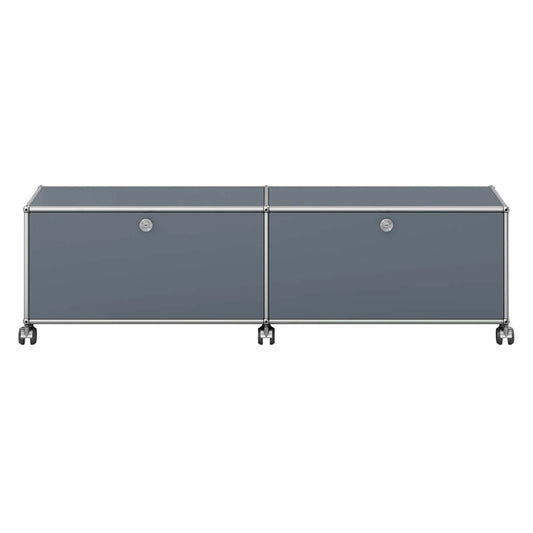 USM Low Media Unit | Medium Grey Lacquer Panels
