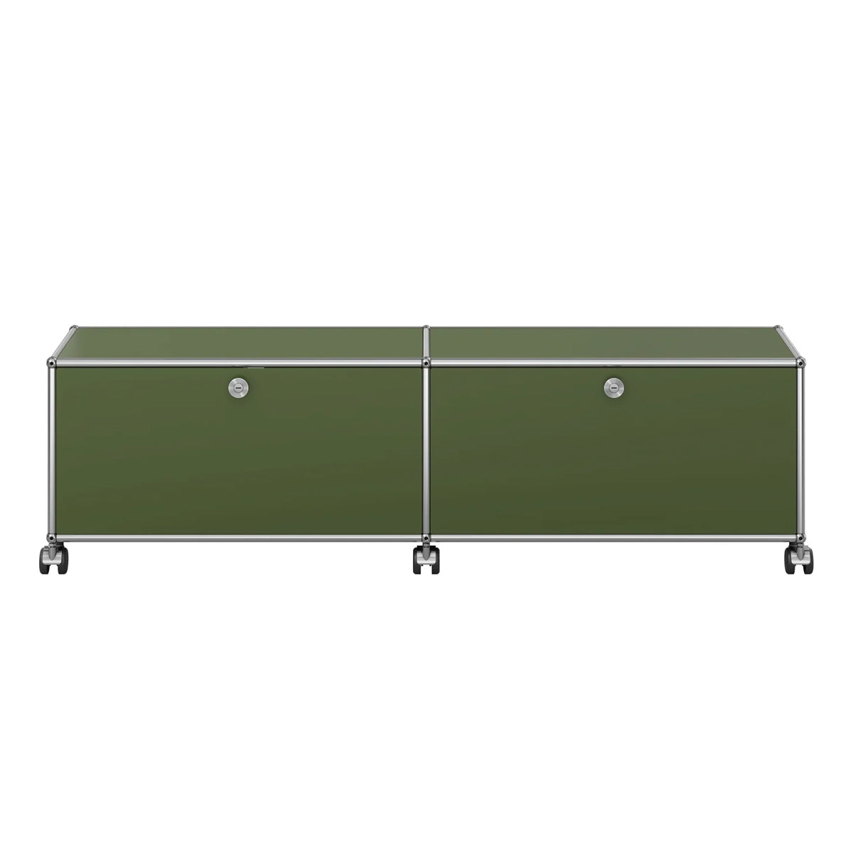 USM Low Media Unit | Olive Green Lacquer Panels