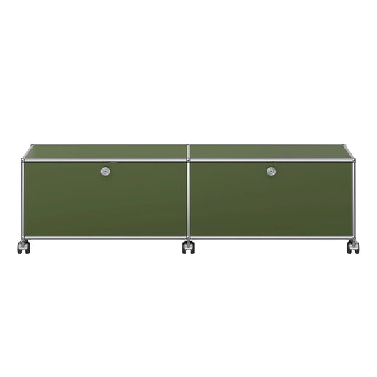 USM Low Media Unit | Olive Green Lacquer Panels