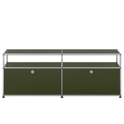 USM Tall Media Unit | Olive Green Lacquer Panels