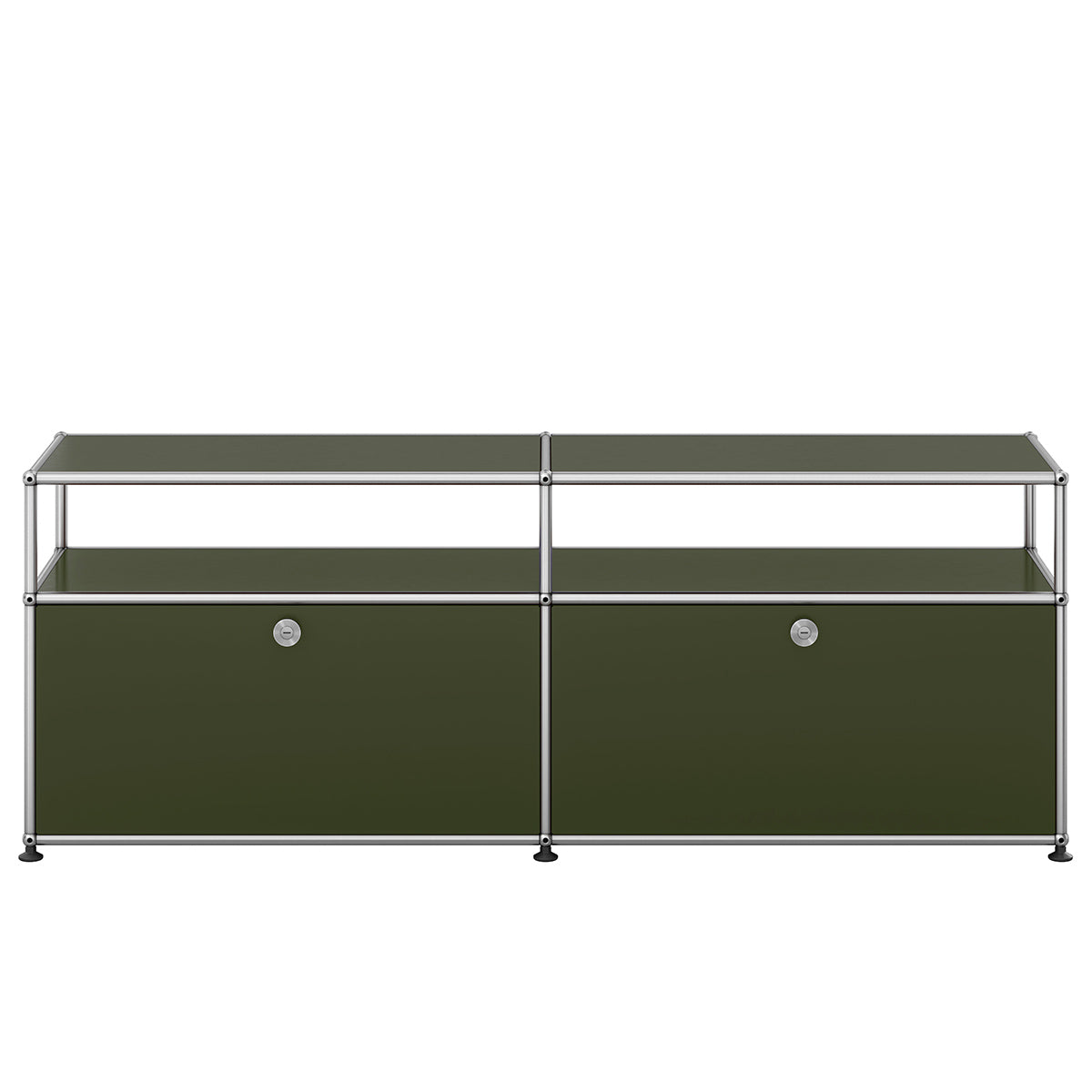 USM Tall Media Unit | Olive Green Lacquer Panels