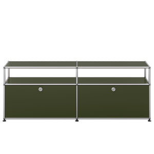 USM Tall Media Unit | Olive Green Lacquer Panels