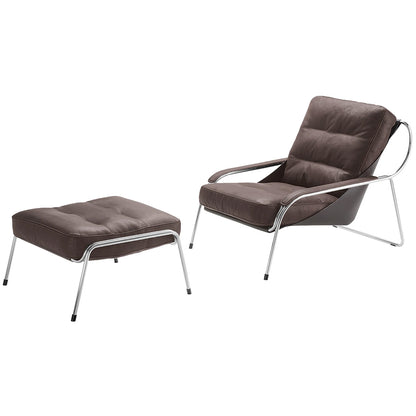 Maggiolina Lounge Chair | Brown 916 Pelle Super Leather with Dark Brown Cowhide Sling