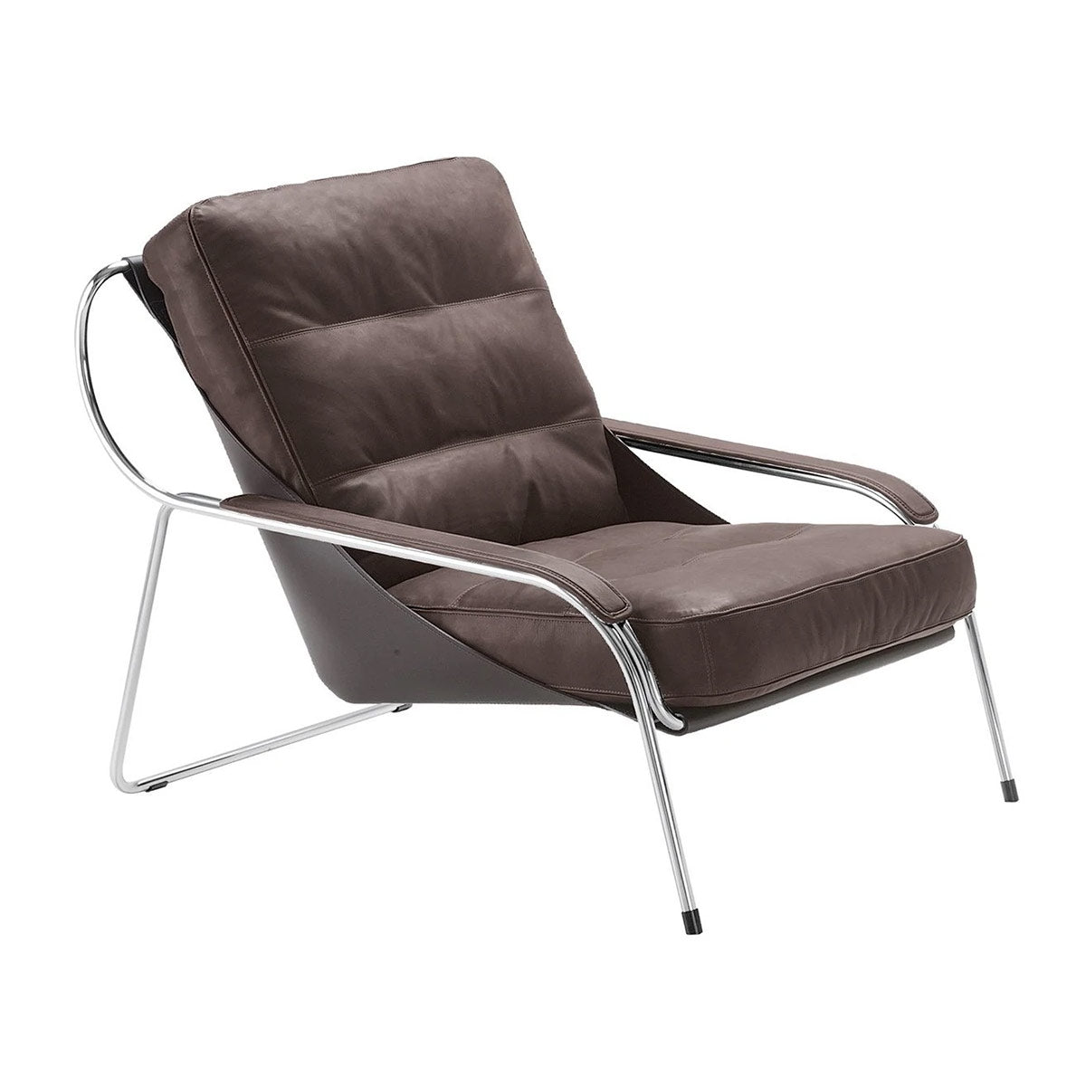 Maggiolina Lounge Chair | Brown 916 Pelle Super Leather with Dark Brown Cowhide Sling