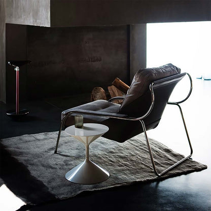 Maggiolina Lounge Chair | Brown 916 Pelle Super Leather with Dark Brown Cowhide Sling