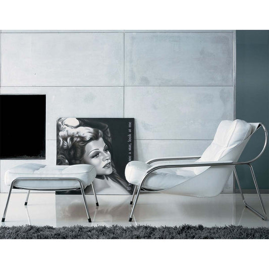 Maggiolina Lounge Chair | White 0300 Pelle Nappa Leather with White Cowhide Sling