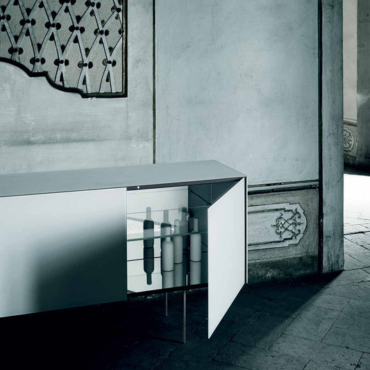 Magic Box Credenza 4 Door | Ferro Grey 36 Glossy Glass