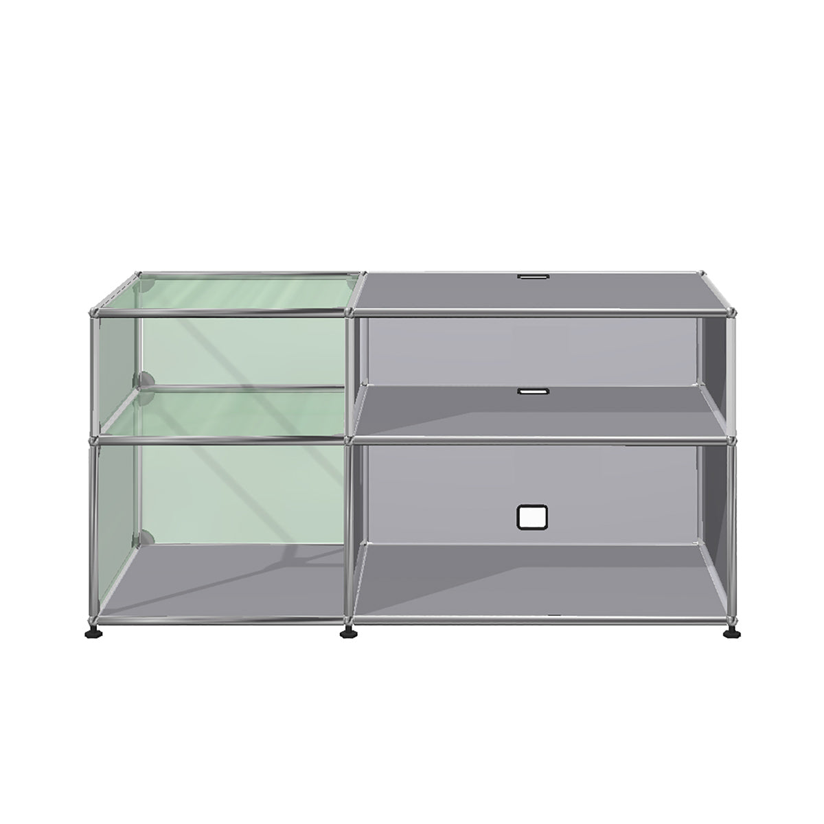 USM Glass Media Unit | Light Grey Lacquer Panels
