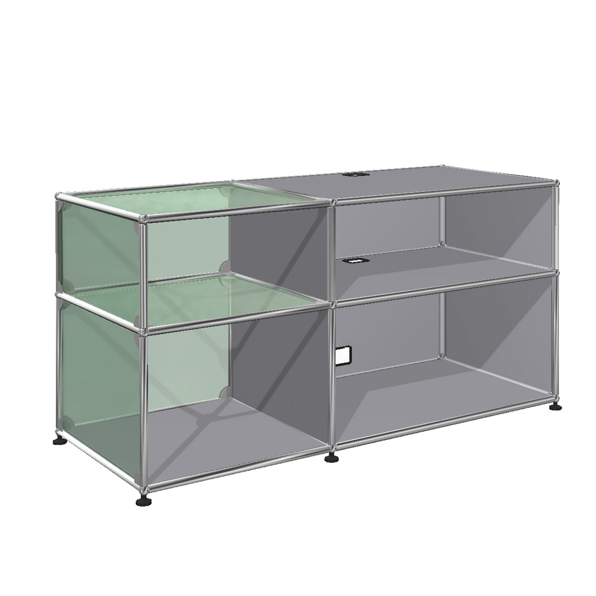 USM Glass Media Unit | Light Grey Lacquer Panels