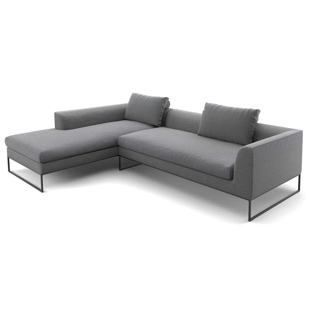 Mell Lounge Sofa with Chaise | Anthracite 9131 Fabric Upholstery