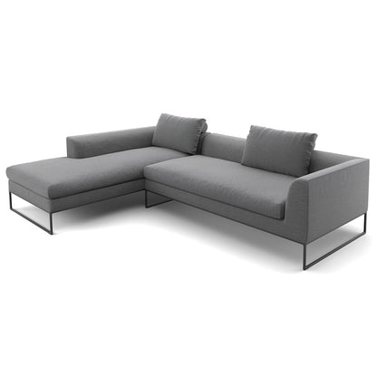 Mell Lounge Sofa with Chaise | Anthracite 9131 Fabric Upholstery
