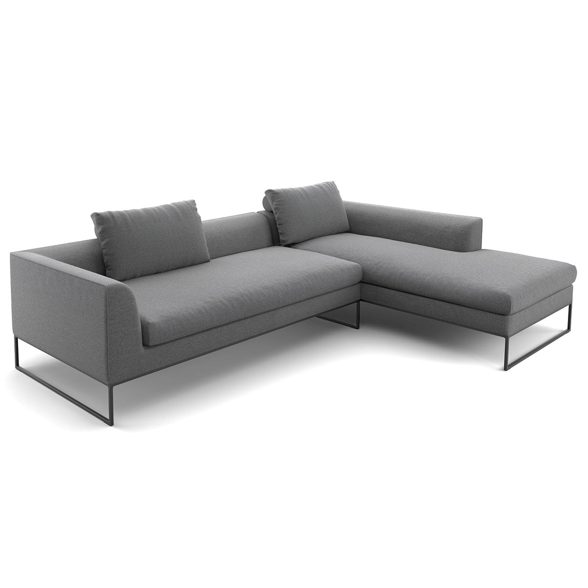Mell Lounge Sofa with Chaise | Anthracite 9131 Fabric Upholstery