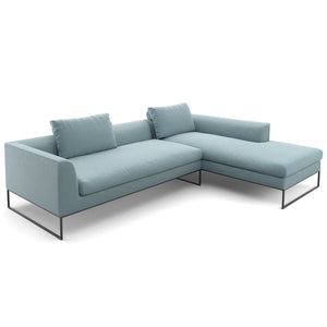 Mell Lounge Sofa with Chaise | Light Blue 9125 Fabric Upholstery