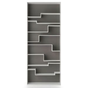 Melody Bookcase | White Lacquer Frame Dove Grey Back Panel