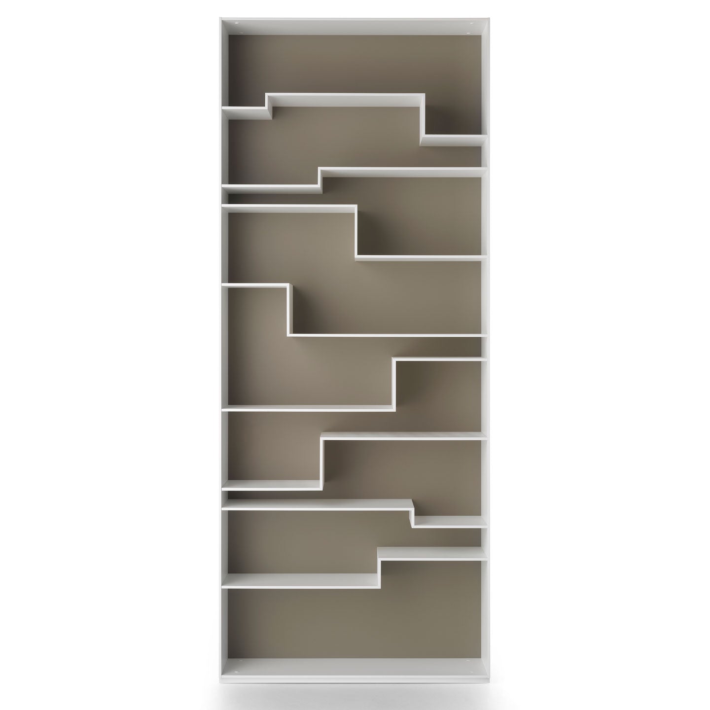 Melody Bookcase | White Lacquer Frame Dove Grey Back Panel