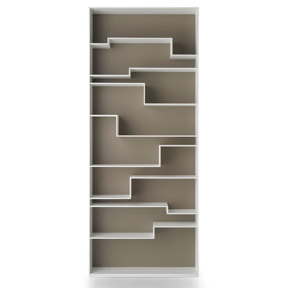 Melody Bookcase | White Lacquer Frame Dove Grey Back Panel