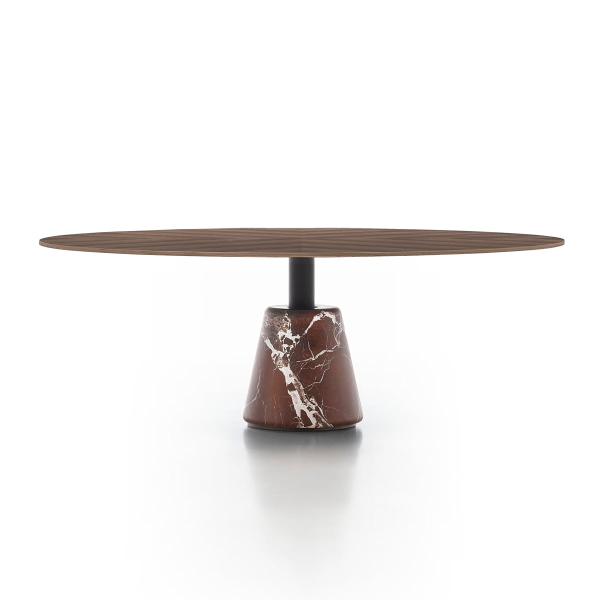 Menhir Low Table A | Wood Dark Stain Walnut ES59 top with Levanto Red Marble Base