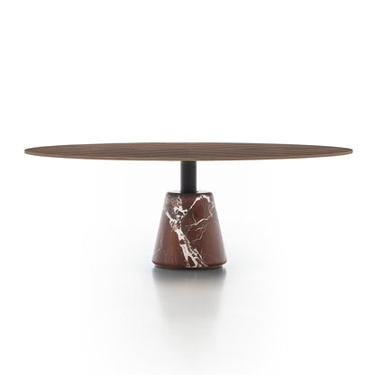 Menhir Low Table A | Wood Dark Stain Walnut ES59 top with Levanto Red Marble Base