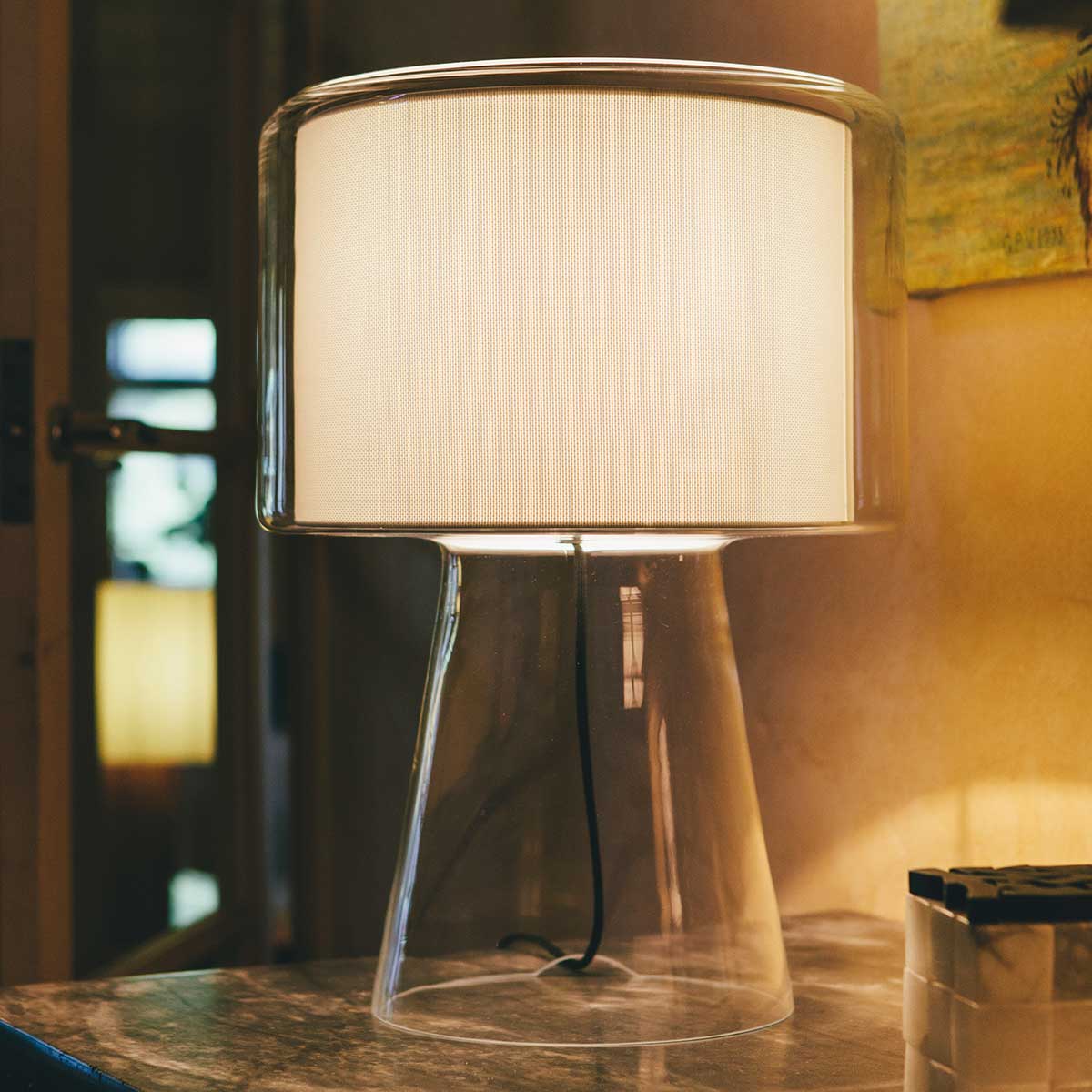 Mercer Medium Table Lamp | Pearl White Textile
