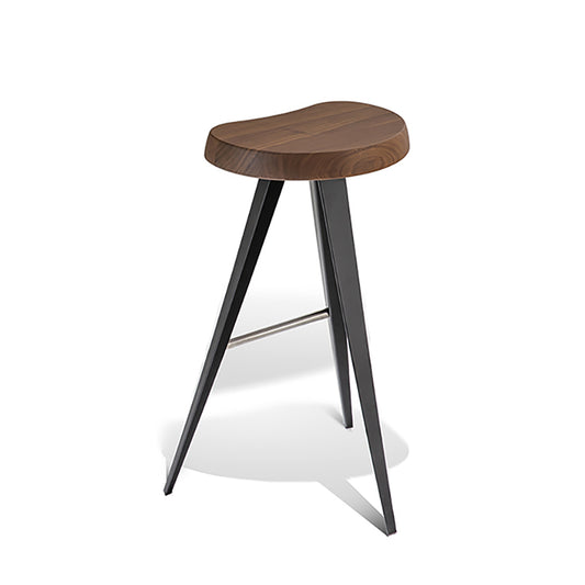 Mexique Stool | American Walnut Seat with Matt Black Legs