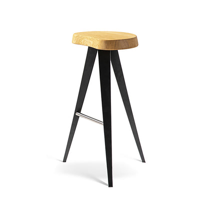 Mexique Stool | Natural Oak Seat with Matt Black Legs